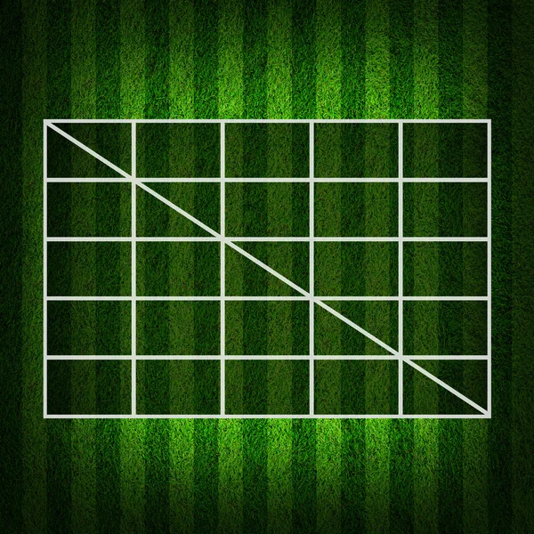 Leere Fußball (Fußball) 4x4 Tabelle Partitur auf Gras-Feld — Stockfoto