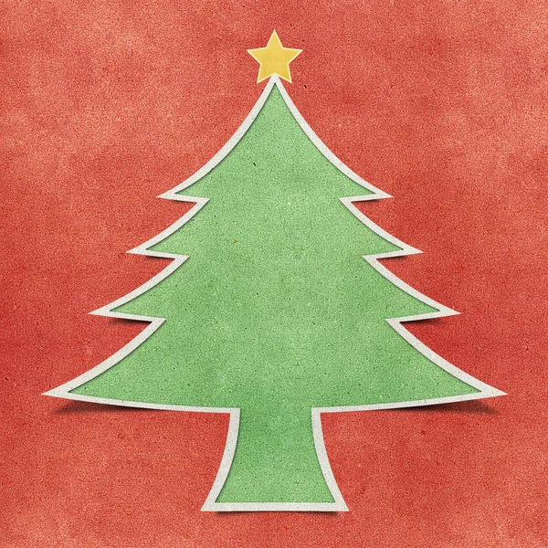 Kerstboom gerecycleerd papercraft achtergrond — Stockfoto