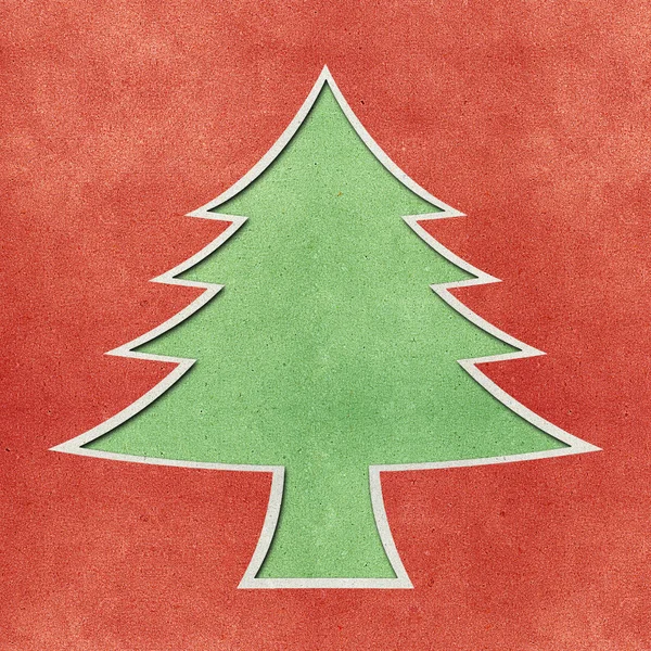 Χριστουγεννιάτικο δέντρο ανακυκλωμένο Χαρτοκοπτική φόντο — Φωτογραφία Αρχείου