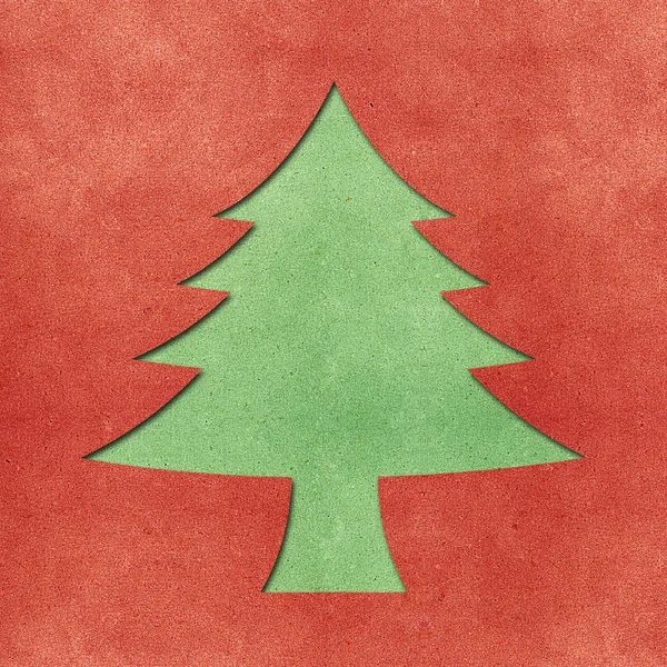 Kerstboom gerecycleerd papercraft achtergrond — Stockfoto