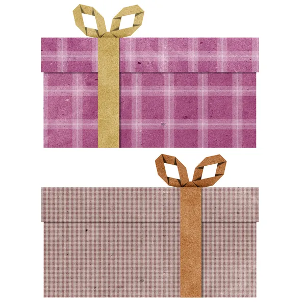 Gift boxes with ribbon recycled papercraft . — Stock Photo, Image