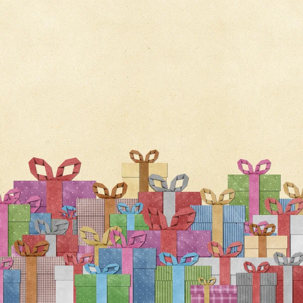 Gift boxes with ribbon recycled papercraft . — Stock Photo, Image