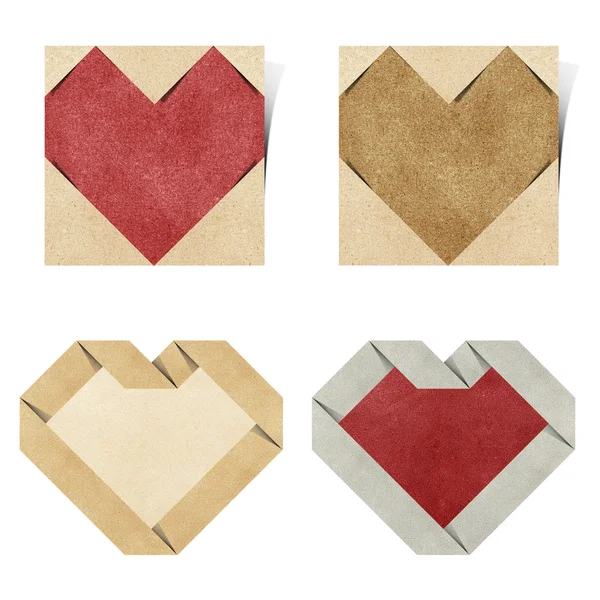 Heart origami recycled papercraft — Stock Photo, Image