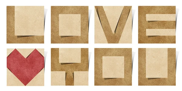 Jag älskar dig alfabetet återvunnet papper hantverk — Stockfoto