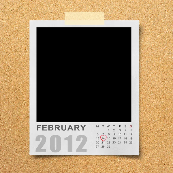 Red watercolor heart on Calendar 2011 photo — Stock Photo, Image