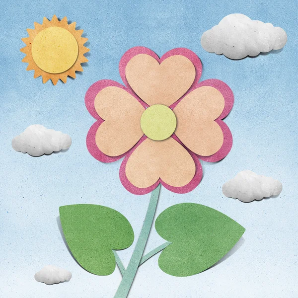 Blomma och sky återvunnet papercraft bakgrund — Stockfoto