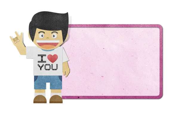 Papel chico con te amo alfabeto en nota papel reciclado — Foto de Stock