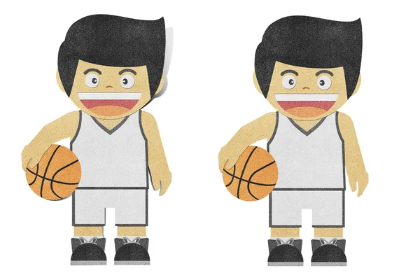 Paperboy (jogador de basquete) reciclado artesanato de papel — Fotografia de Stock