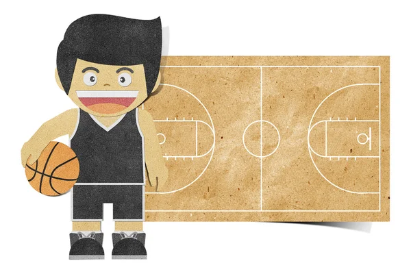 Паперовий хлопчик (баскетболіст) перероблений паперовий майстер — стокове фото