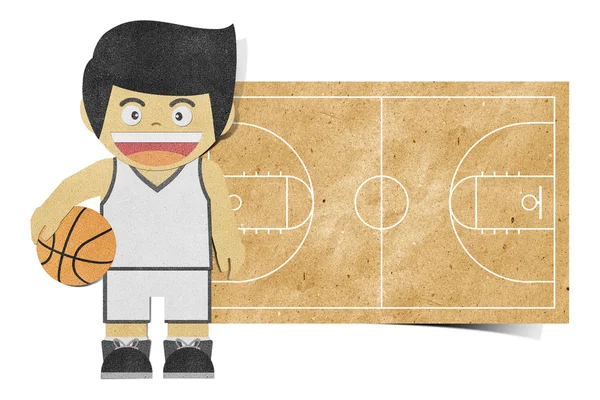 Паперовий хлопчик (баскетболіст) перероблений паперовий майстер — стокове фото