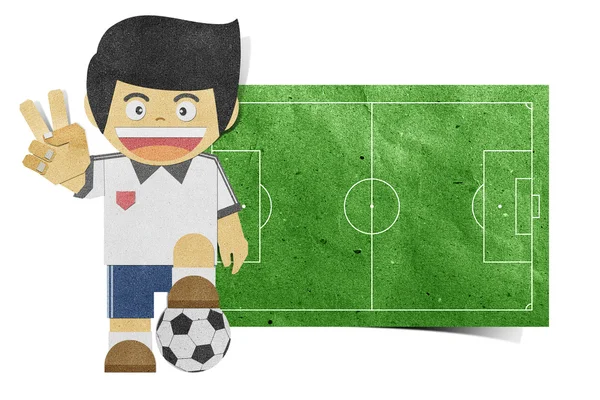 Paperboy (fotbollsplan) återvunnet papper hantverk — Stockfoto