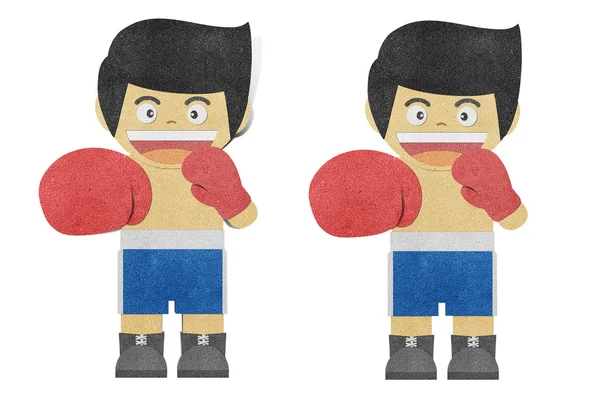 Chłopiec (bokser) z recyklingu papieru papierowe — Zdjęcie stockowe
