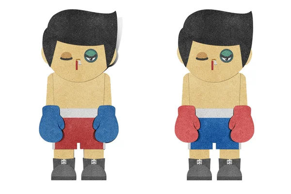 Chłopiec (bokser) z recyklingu papieru papierowe — Zdjęcie stockowe