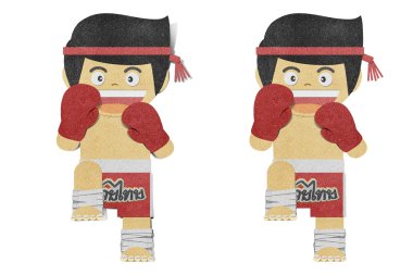 Kağıt geri dönüşümlü çocuk (muay Tay tekme boksör) papercraft