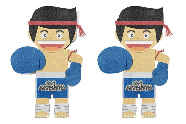 Pojke (muay thai kick Boxer) återvunnet papper pappersmodell — Stockfoto