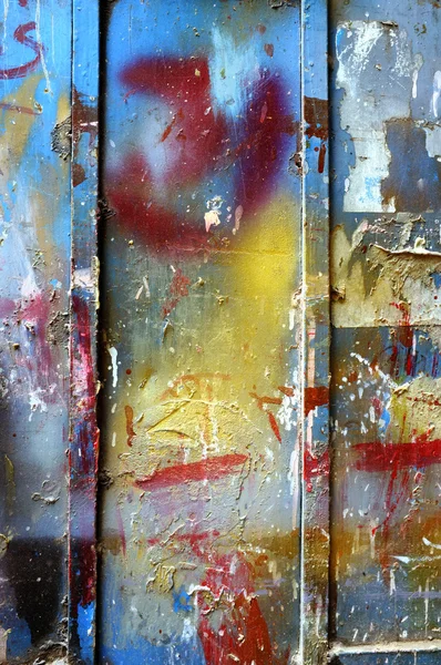 Old grunge color paint on metal wall background — Stock Photo, Image