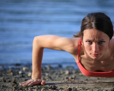 Push-ups on beach clipart