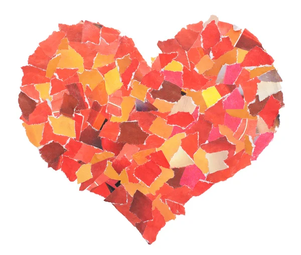 Hjärtat av skivor av ett rött papper — Stockfoto