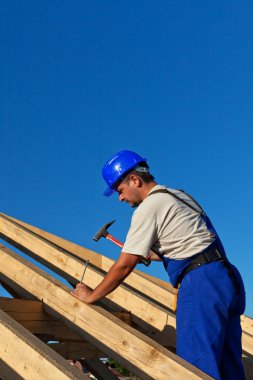 Carpenter building roof structure clipart