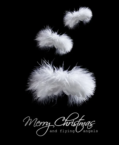 Flying fluffy christmas angels — Stock Photo, Image