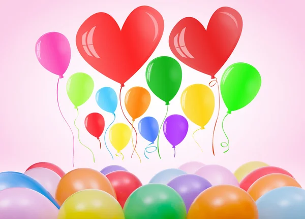 Valentines day or birthday card with balloons — Stock Photo, Image