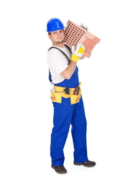 stock image Worker carrying brick - isolated