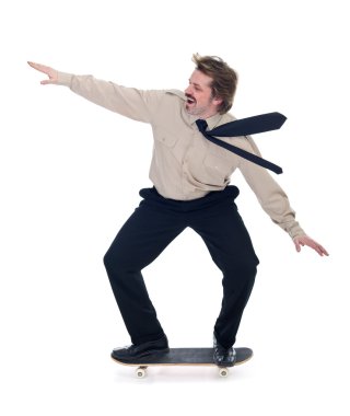 Businessman on skateboard - isolated clipart