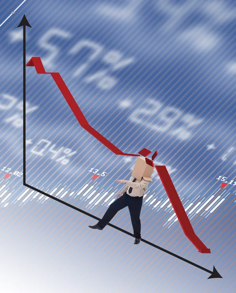 Zakenman getroffen door recessie concept — Stockfoto