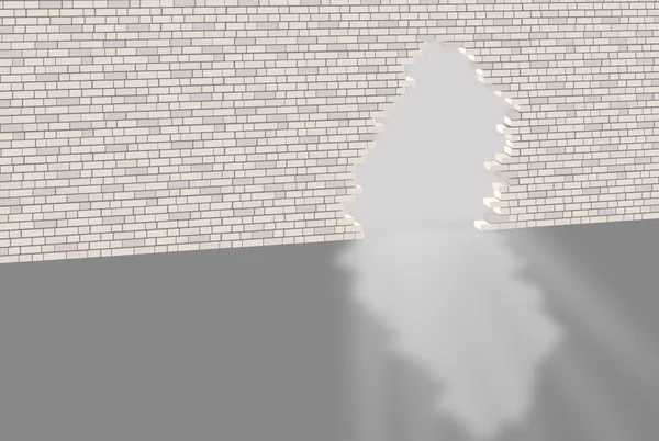 Кирпичная стена с отверстием — стоковое фото