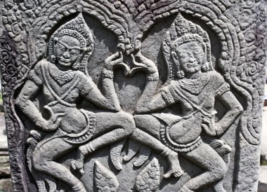 Apsara Dancers Carved on Bayon Temple, Angkor, Cambodia clipart