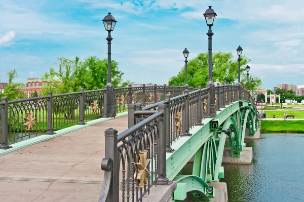 在 tsaritsino 公园，莫斯科的绿色桥梁 — 图库照片