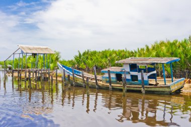 Flooded Boat on Coast After Tsunami clipart