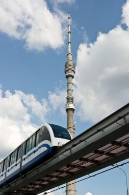 TV tower and monorail train clipart