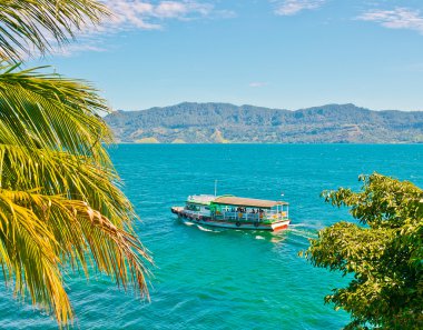 Boat on Lake Toba clipart