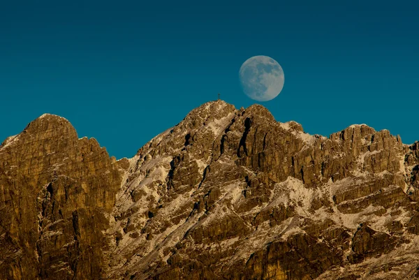 stock image Mount Resegone and moon at sunset - Lombardy Italy