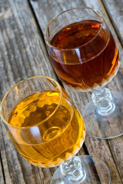 Apricot liqueur and bitter — Stock Photo, Image