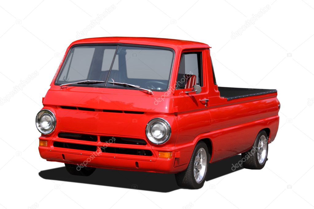 Old red pick up truck