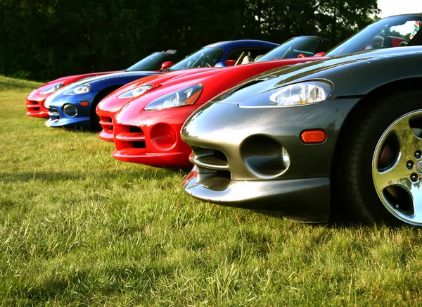 stock image Dodge Vipers in row