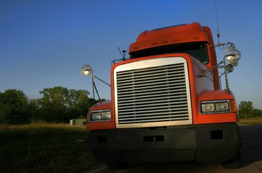 Orange Semi Truck clipart