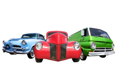 Three Classic Cars clipart