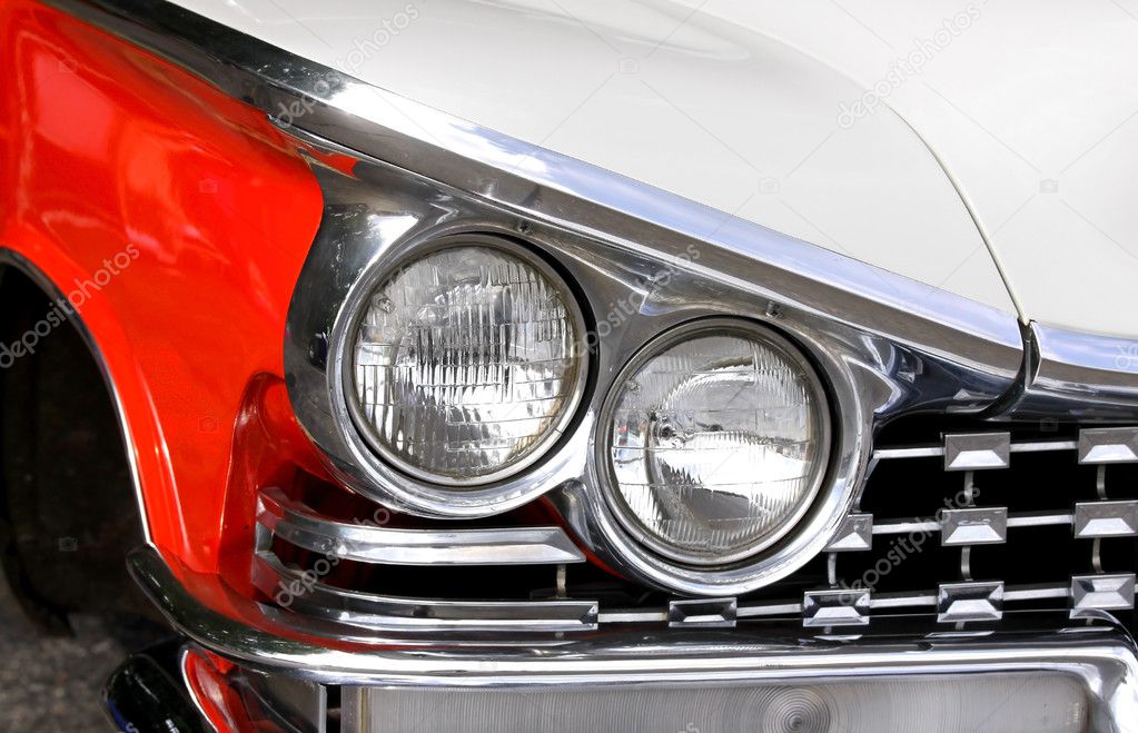 Head Lamps Of A Classic Car
