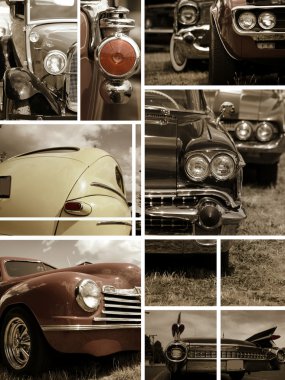 Classic car collage clipart