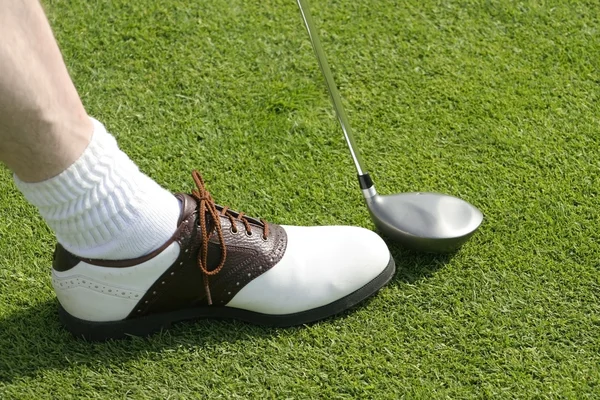 Golf club och sko — Stockfoto