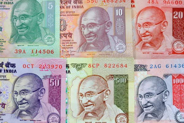 Gandhi sur des notes de roupie — Photo