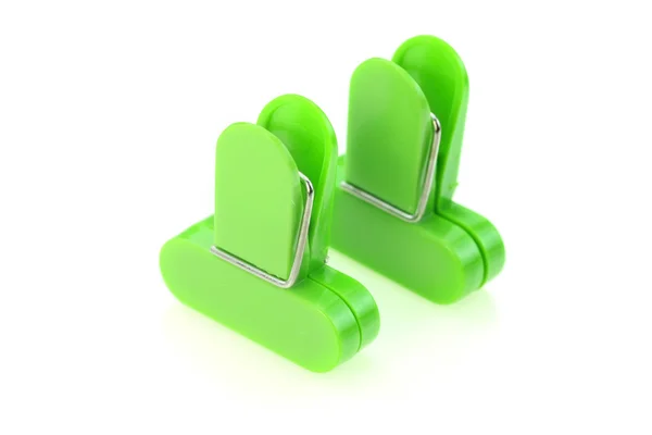 Two green clips — Stock Photo, Image