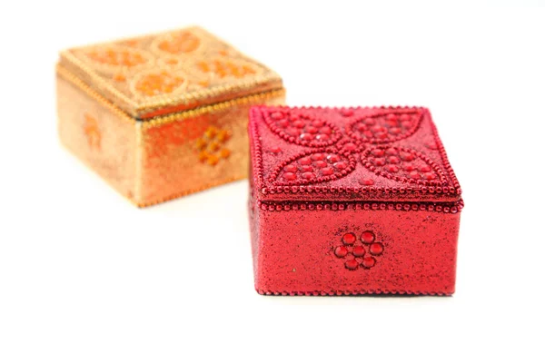 Red and golden gift boxes — Stock Photo, Image
