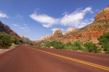 zion national park manzaralı yolda