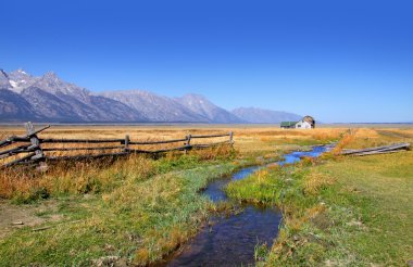 Old barns in Grand Tetons clipart