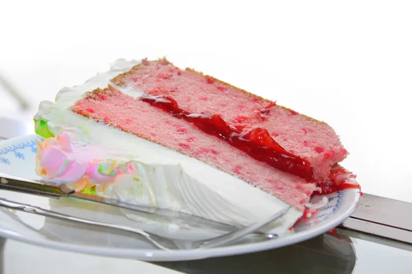 Piece of strawberry cake — Stock Photo, Image