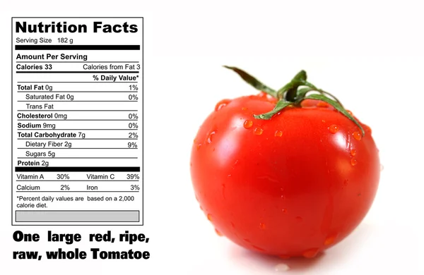 Nutrition facts of Tomato — Stock Photo, Image